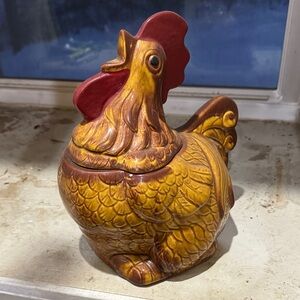 Rustic Rooster Ceramic cookie container